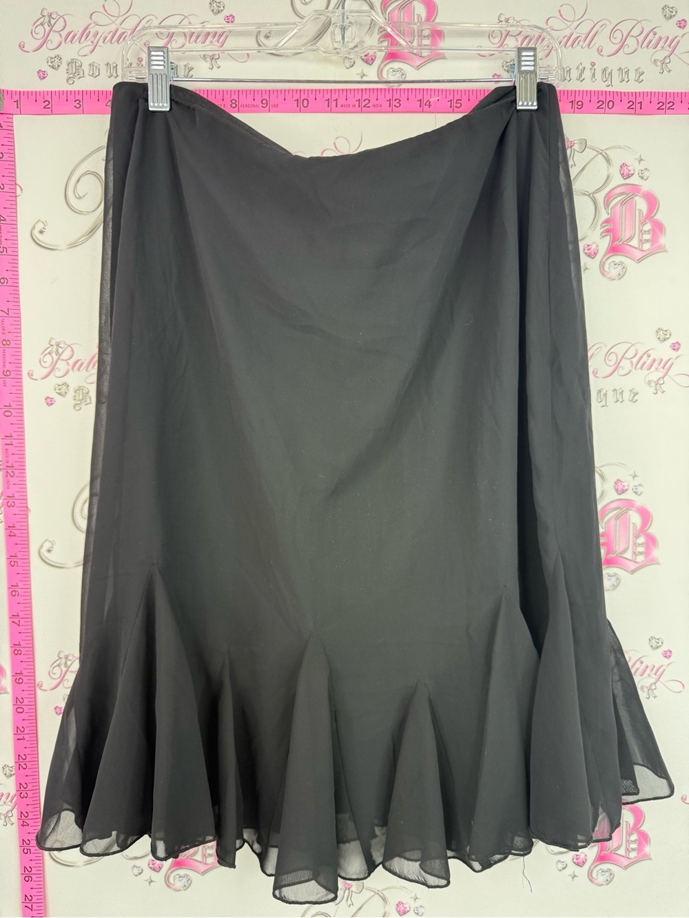 JS Collections skirt ruffle hem fairy Black Circle Skirt with Flounced Hem